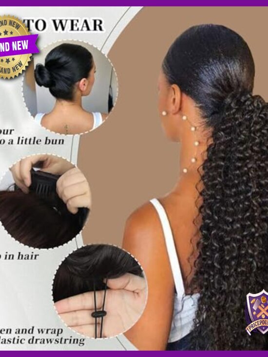 Deep Curly Human Hair Drawstring Ponytail Extension for Daily Use main image 6